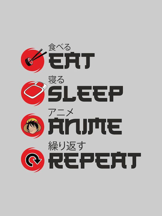 Offer Eat Sleep Anime Repeat W T-shirt White