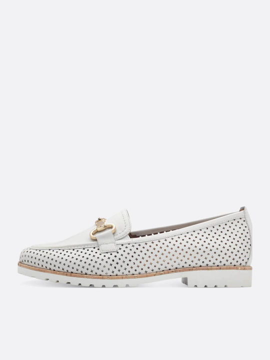 Leather Women's Loafers in White Color