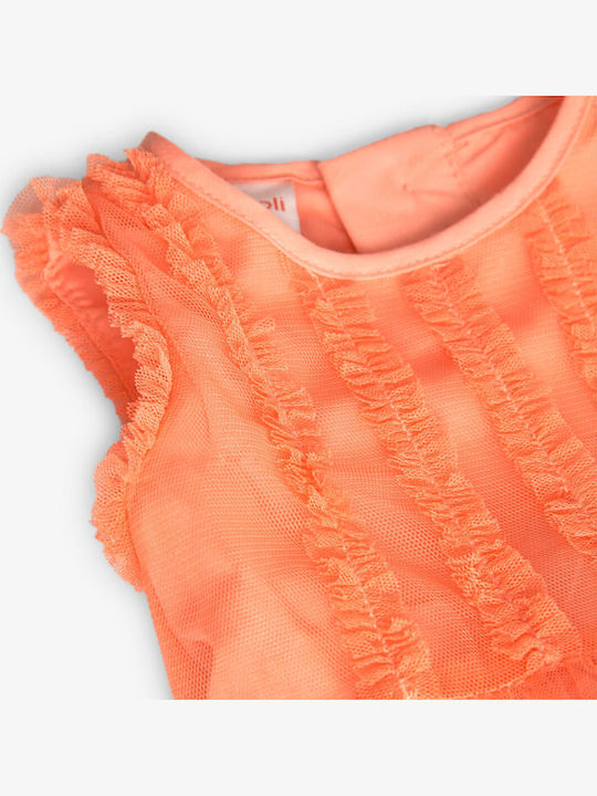 Children's Dress Sleeveless Tulle Orange