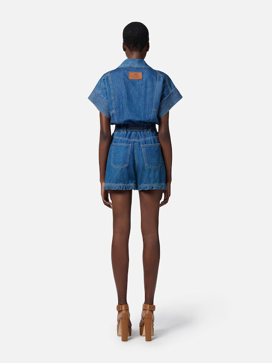 Elisabetta Franchi Women's Denim One-piece Shorts Blue