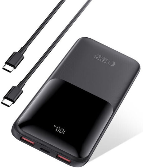 Tech-Protect PB01 Power Bank 10000mAh 22.5W με 2 Θύρες USB-A και Θύρα USB-C Μαύρο