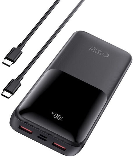 Tech-Protect PB02 Power Bank 20000mAh 22.5W with 2 USB-A Ports and USB-C Port Black