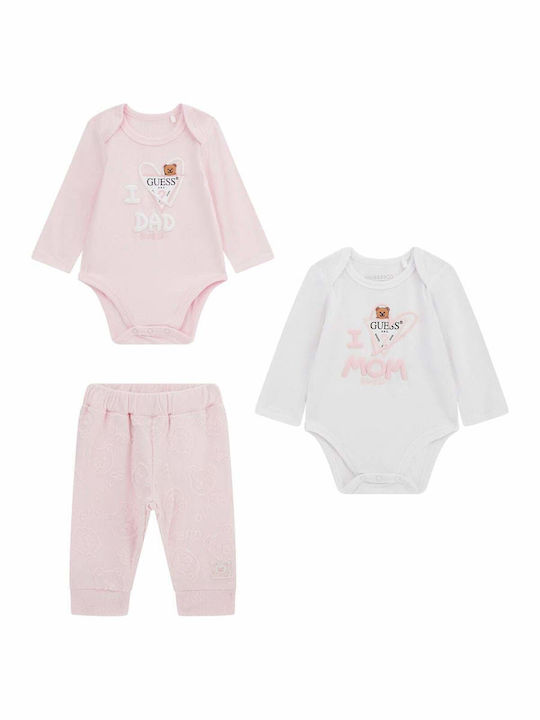 Guess Baby Bodysuit Set Rose 3pcs