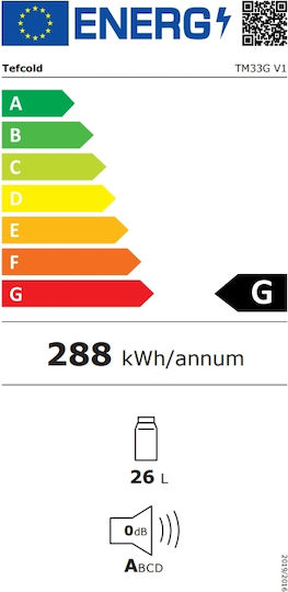Tefcold Ψυγείο Αναψυκτικών 26lt Μονόπορτο Υ43.2xΠ40.2xΒ50cm