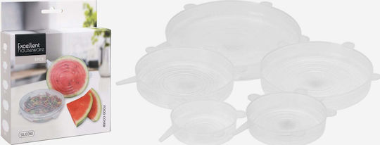 Set 5 Reusable Excellent Houseware Caps Silicone Transparent
