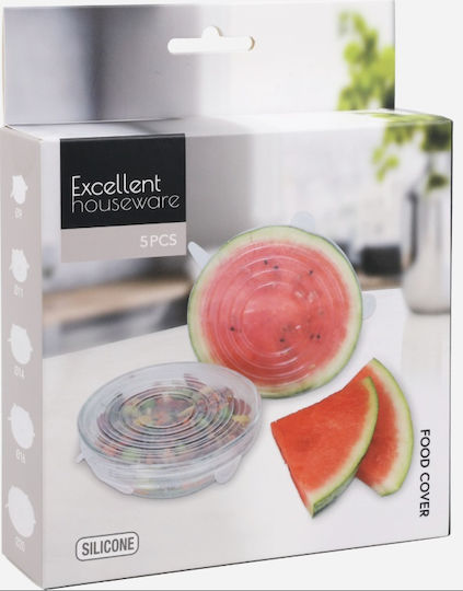 Set 5 Reusable Excellent Houseware Caps Silicone Transparent