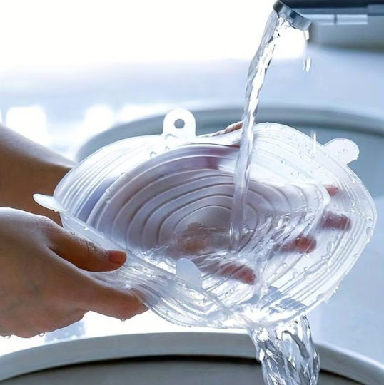 Set 5 Reusable Excellent Houseware Caps Silicone Transparent