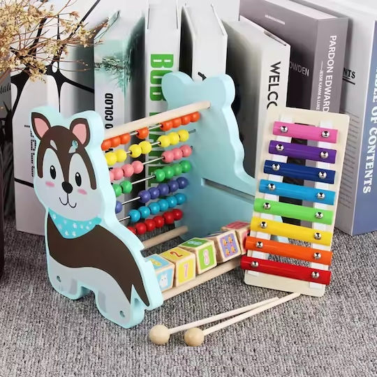 Cuburi de Măsurare Xilofon Învățare Lemn Copii 2 Ani și Peste 21x19x22cm Multicolor