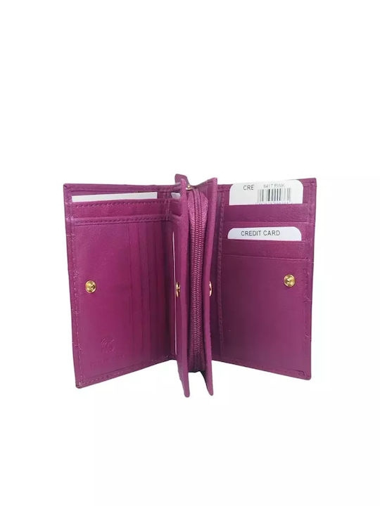 Small Leather Women's Wallet Classic with RFID Pink