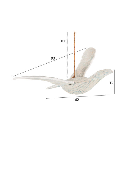Hanging Decorative Large Seagull Fb94302 Albizia Wood Bluewash 93x62x12-100cm