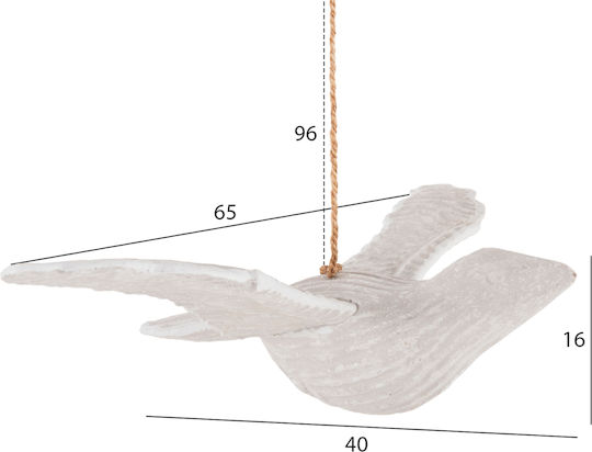 Hanging Decorative Seagull Fb94301 Albizia Wood Whitewash 65x40x16-96y Cm