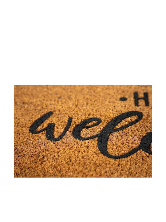 Sdim Semi-Circular Entrance Mat Coir Non-Slip Backing Finesse 475 Flower Hello Welcome 45x75cm