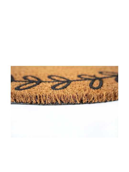 Sdim Semi-Circular Entrance Mat Coir Non-Slip Backing Finesse 475 Flower Hello Welcome 45x75cm