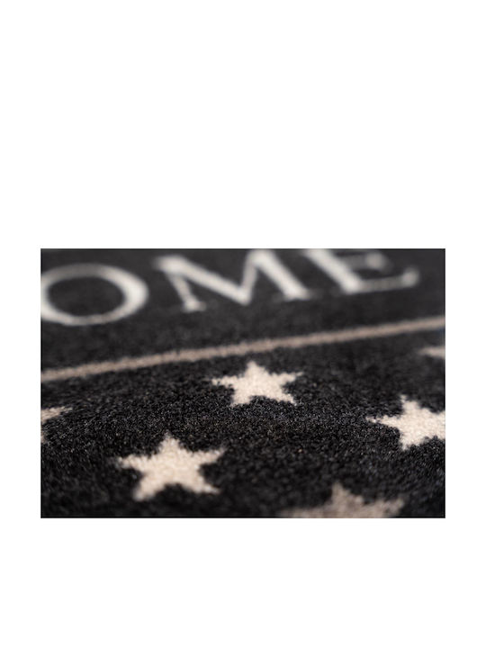 Sdim Oval Entrance Mat Carpet Non-Slip Backing Prestige Shape 010 Welcome Stars Black 50x75cm
