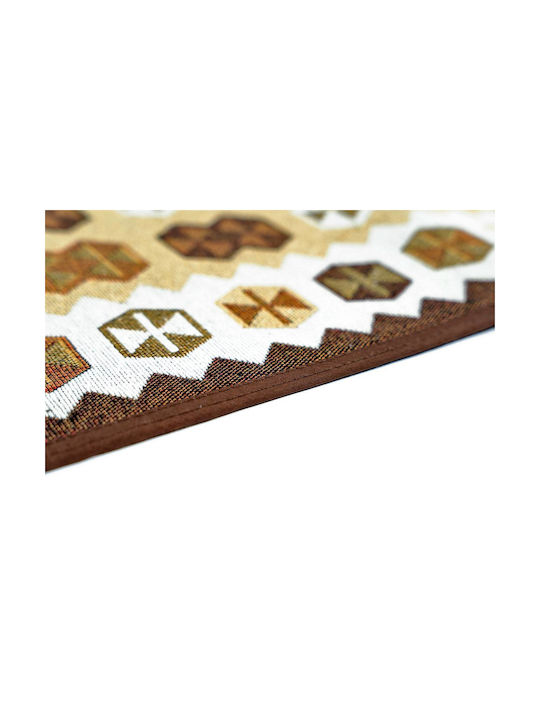 Sdim Baumwoll-Küchenteppich Rutschfeste Basis Kilim 006 Beige Braun 50x140cm