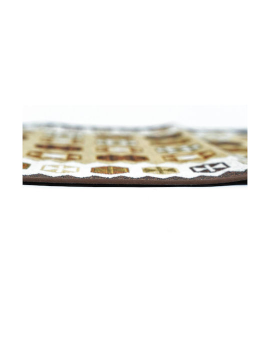 Sdim Baumwoll-Küchenteppich Rutschfeste Basis Kilim 006 Beige Braun 50x140cm