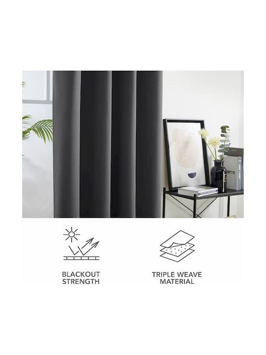 Deconovo Verdunkelungsthermo-Isolationsvorhänge mit Ösen Dunkelgrau 270x140cm 2 Stück