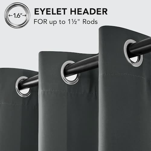 Deconovo Blackout Thermal Insulation Shading Opaque Curtains with Eyelets Dark Gray 270x140cm 2pcs