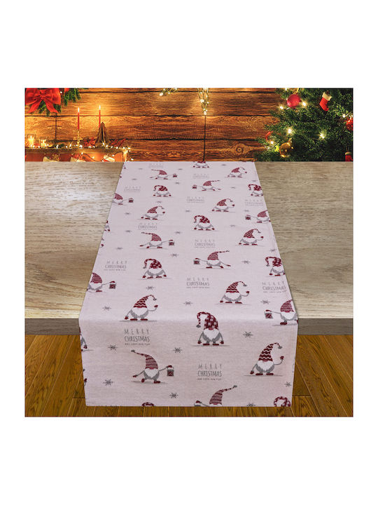 Christmas Runner Stofa Gnomes 80% Pes 20% Cotton Woven 40×140 Liolios Home