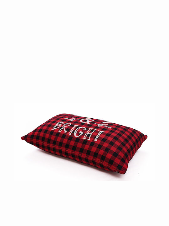 Liolios Home Christmas Decorative Pillow Square Red 40x40cm