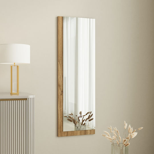 A-g Lariya Vollkörper Rechteckiger Wandspiegel Weiß / Walnuss 120x40cm