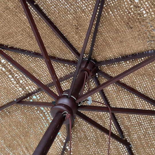 Professional Circular Wicker Aluminum Brown Garden & Terrace Parasol F2.3m