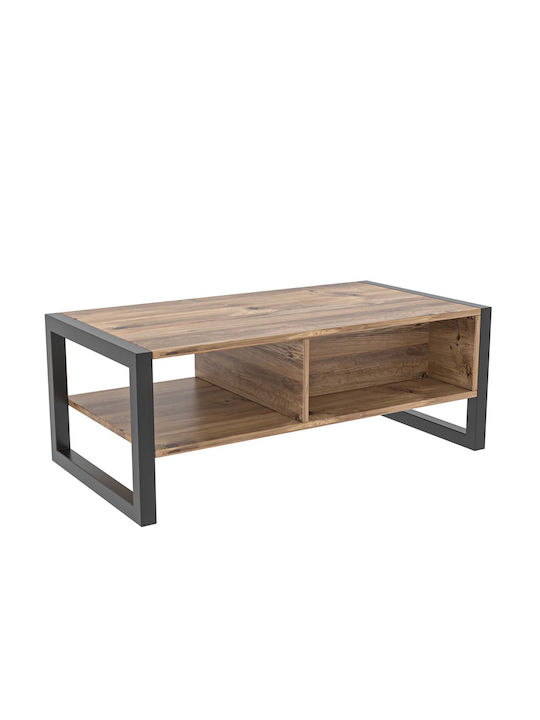 Mese De Cafea Centrală Rectangulară Din Lemn Cu Sertare Negru L105xL55xÎ40cm