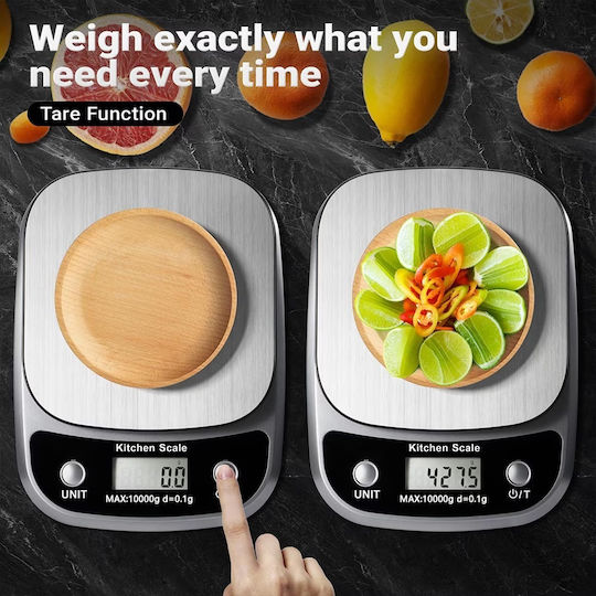 Digital Kitchen Scale Up To 10kg Silver