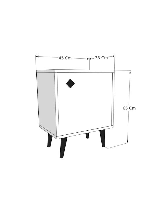 Комод Hastikoz Дървен Бял 45x35x65см