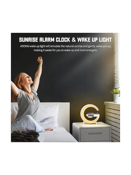 Smarte LED-Lampe RGB RGB LED Bluetooth-Lautsprecher Ladegerät 15W Mobile Uhr Klangmaschine 15x15x5,5cm Weiß