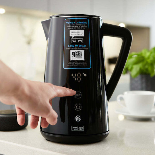 Swan Ретро Електрическа Кана 1.5л 1800W Черна
