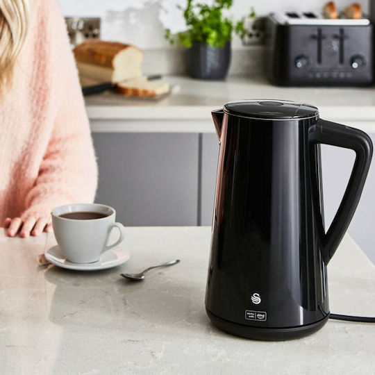 Swan Ретро Електрическа Кана 1.5л 1800W Черна