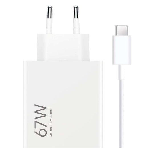 Xiaomi Φορτιστής με Θύρα USB-A και Καλώδιο USB-C 67W Power Delivery Λευκός (HyperCharge Combo BHR9465EU)