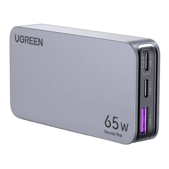 Ugreen Φορτιστής Χωρίς Καλώδιο GaN με Θύρα USB-A και 2 Θύρες USB-C 65W Power Delivery Γκρι (Nexode Pro)