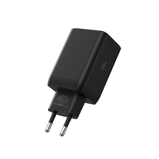Tech-Protect Charger Without Cable GaN with 2 USB-C Ports 45W Blacks (NC45W)