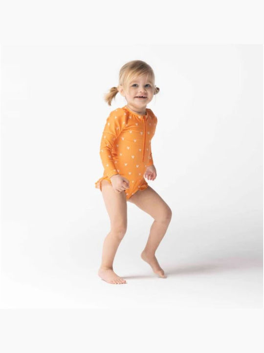 Swim Essentials One piece swimsuit UPF50+ with long sleeves "Orange Hearts"