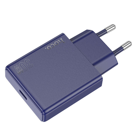 Hoco Φορτιστής Χωρίς Καλώδιο GaN με Θύρα USB-C 30W Power Delivery Μπλε (N44)