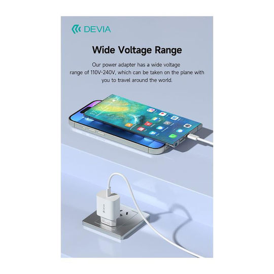 Devia Charger with USB-C Port and Cable USB-C - USB-C 30W Power Delivery White (RCE-3005CL)