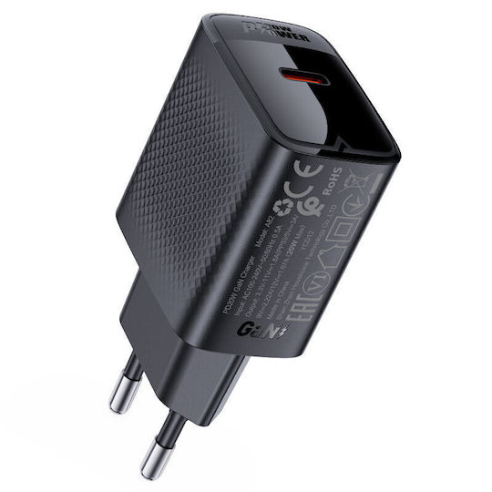 Acefast Φορτιστής Χωρίς Καλώδιο GaN με Θύρα USB-C 20W Power Delivery Μαύρος (A82)