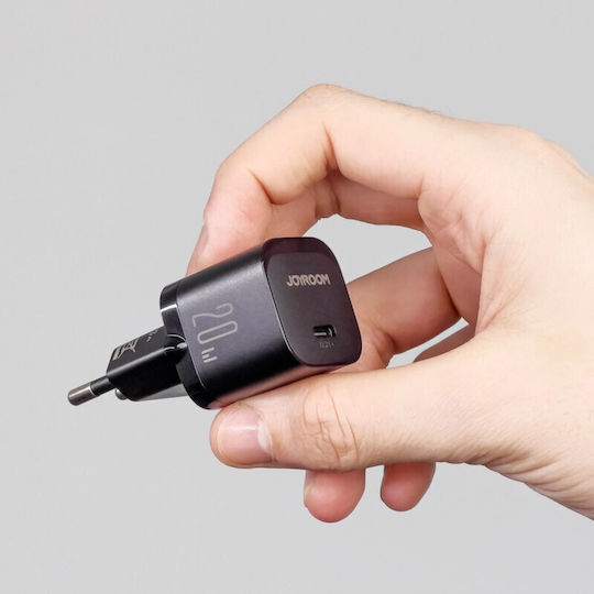 Joyroom Φορτιστής Χωρίς Καλώδιο με Θύρα USB-C 20W Power Delivery Μαύρος (JR-TCF02)