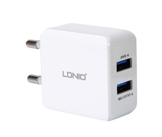 Ldnio Ldnio Handyladegerät Mit 2 USB-A Ausgangsanschlüsse Und Micro-USB Kabel Weiß (DL-AC200)