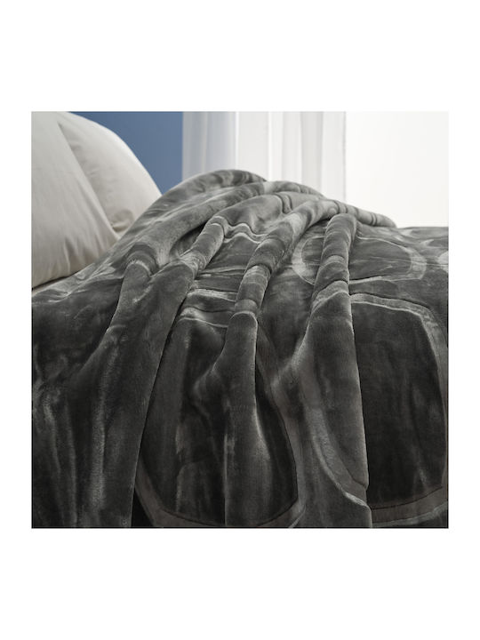 Charalambidis Textiles Pătură Spania Catifea Simplă 160x220cm Gri Închis