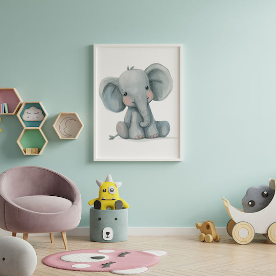 Kids Wall Art Elephant 21x30cm