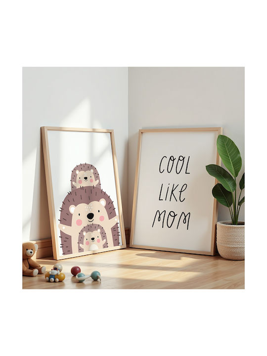 Tablou Copilăresc Cool Like Mom cu Ramă Albă din Plastic 21x30buc