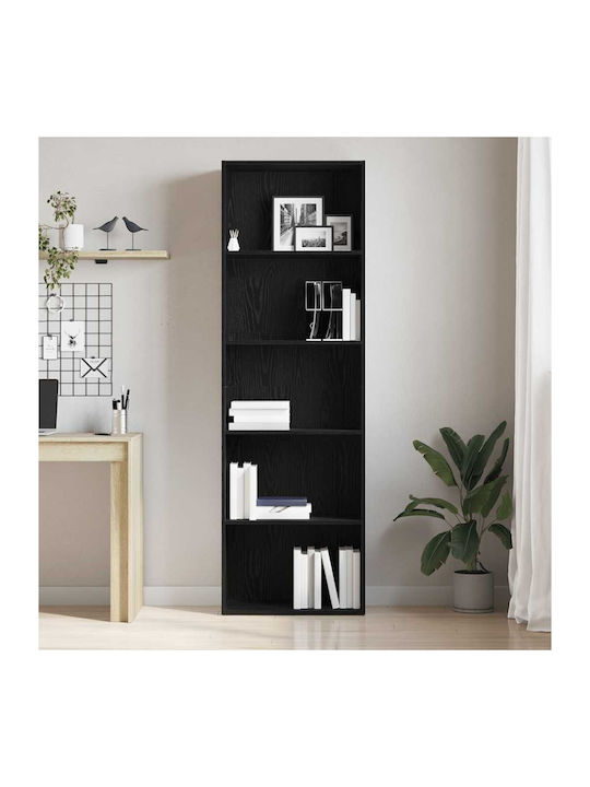 Bibliotecă Neagră Stejar 60x30x189 cm