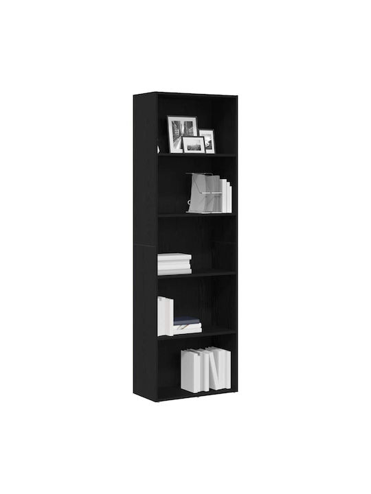 Bibliotecă Neagră Stejar 60x30x189 cm