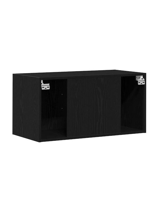 Wall Mount Living Room Cabinet Made of Particle Board Black Oak 80x39x40cm