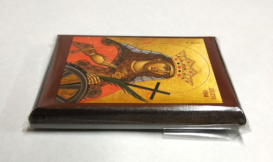 Saint Catherine the Great Martyr of Alexandria "Icon Frame Category Paper Krn No 00 Dimension 6.5cm X 9.5cm" Icon Wood MDF S&k Byzantine Icons
