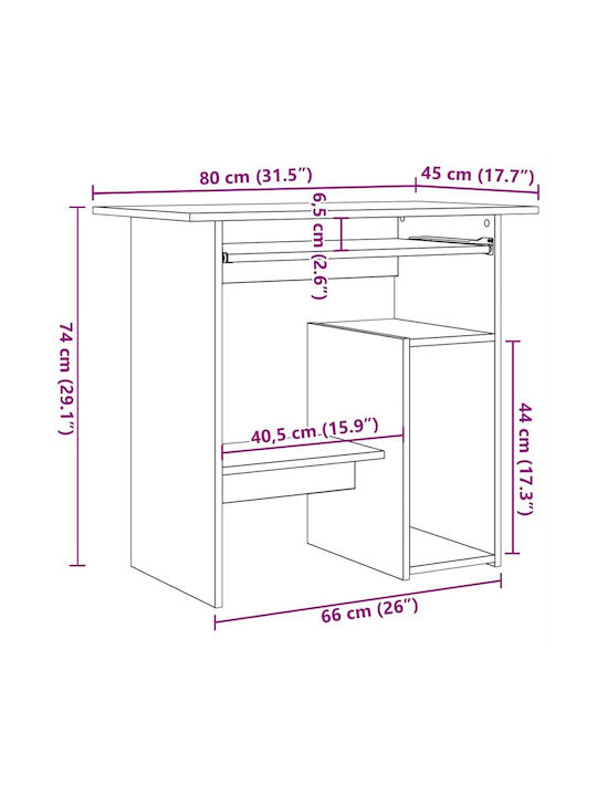 Γραφείο Ξύλινο Μαύρο Δρυς 80x45x74εκ.