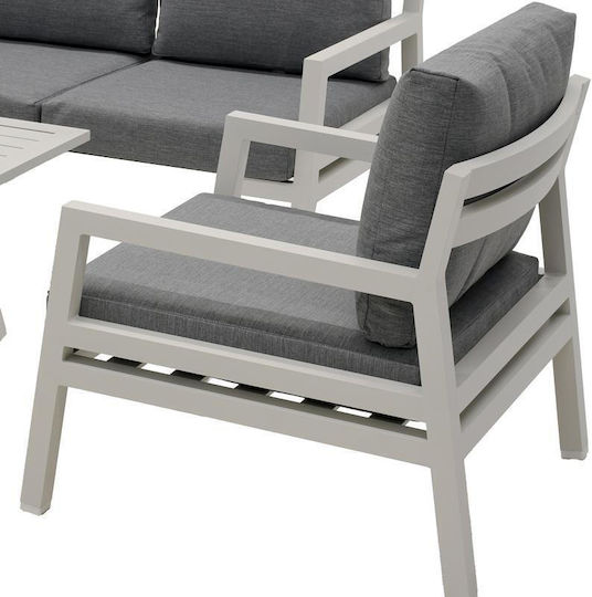 Santiago Outdoor Living Room Set 4 Pieces White with Pillows